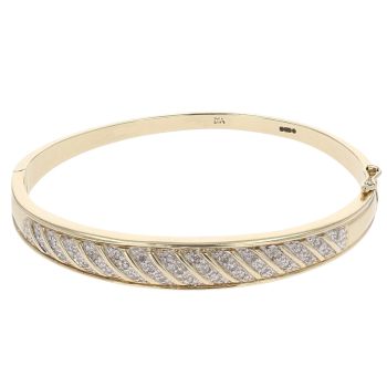 9ct Yellow Gold 0.15ct Diamond Hinged Bangle