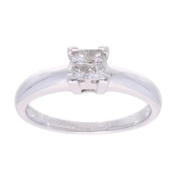 18ct White Gold 0.20ct Princess Cut Diamond Cluster Ring