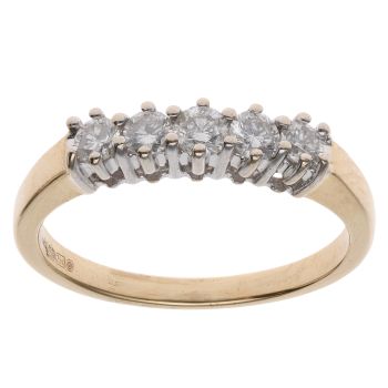 18ct Yellow Gold 0.50ct Brilliant Cut Diamond Five Stone Ring