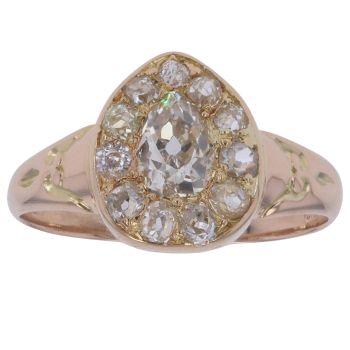 14ct Yellow and Rose Gold 0.75ct Old and Pear Cut Cluster Ring