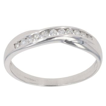 9ct White Gold 0.25ct Brilliant Cut Diamond Crossover Ring