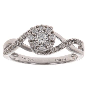 9ct White Gold 0.25ct Brilliant Cut Diamond Cluster Ring
