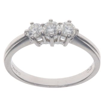 18ct White Gold 0.50ct Brilliant Cut Diamond Trilogy Ring