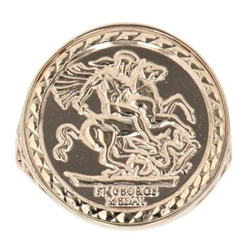 9ct Yellow Gold St George Coin Ring