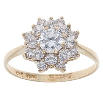 9ct Yellow Gold Cubic Zirconia Cluster Ring