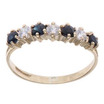 9ct Yellow Gold Cubic Zirconia and Sapphire Eternity Ring