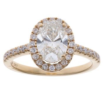 18ct Yellow Gold 1.75ct Brilliant and Oval Cut Lab Grown Diamond Cluster Ring