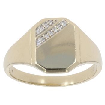 9ct Yellow Gold 0.10ct Diamonds Signet Ring