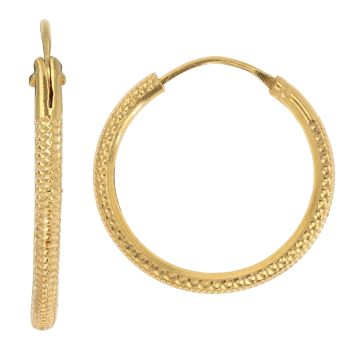 22ct Yellow Gold Dot Cut Hoop Earrings