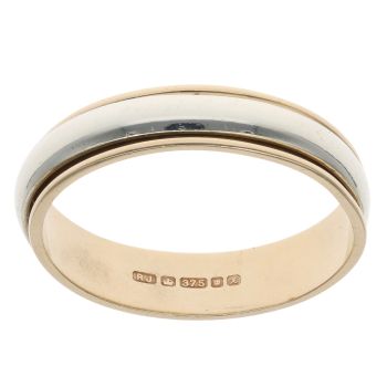 9ct Yellow and White Gold Wedding Band 4mm