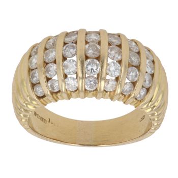 18ct Yellow Gold 1.00ct Brilliant Cut Diamond Fancy Five Row Ring