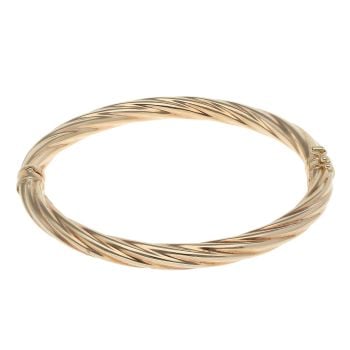 9ct Yellow Gold Twisted Hinged Bangle