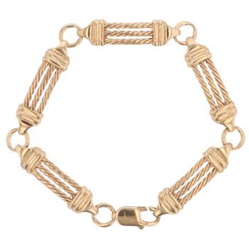 9ct Yellow Gold Pillar Loop Bracelet 8"