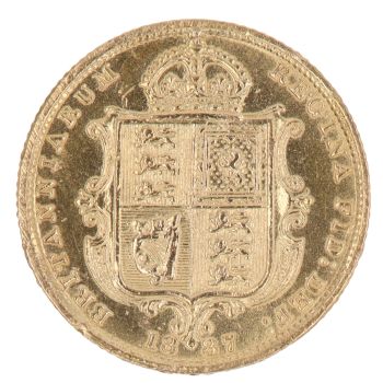 1887 Victoria Young Head UK Half Sovereign Coin