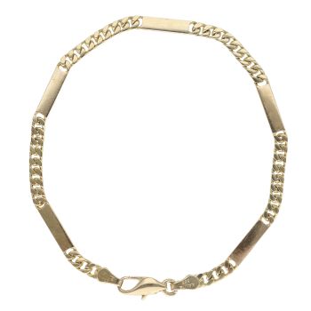 14ct Yellow Gold Fancy Curb Bar Bracelet 8.5"