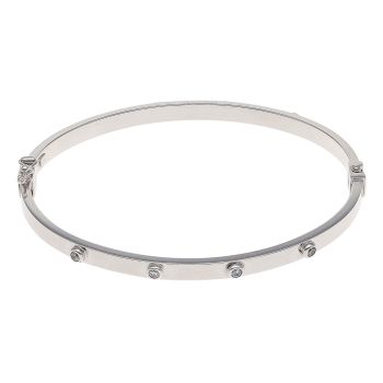 9ct White Gold Cubic Zirconia Hinged Bangle