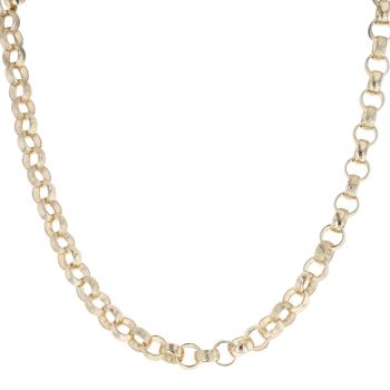 9ct Yellow Gold Patterned and Plain Belcher Chain 24"