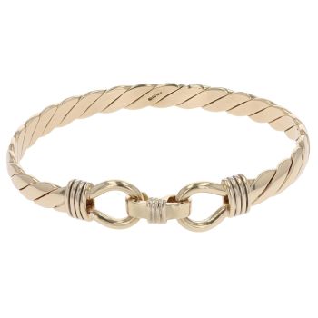 9ct Yellow Gold Twist Hinged Bangle