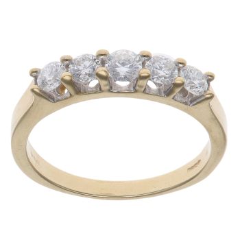 18ct Yellow Gold 0.75ct Brilliant Cut Diamond Five Stone Ring