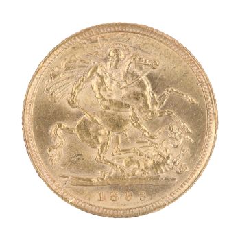 1893 Victoria Old Head UK Half Sovereign Coin