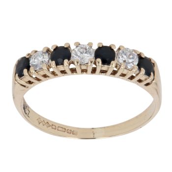 9ct Yellow Gold Cubic Zirconia and Sapphire Eternity Ring