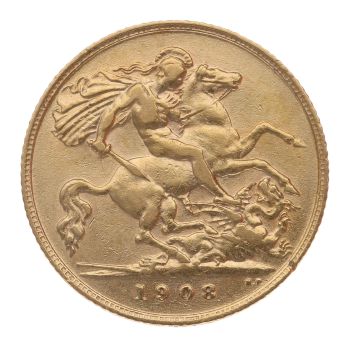 1908 Edward VII Large Head UK Half Sovereign Coin