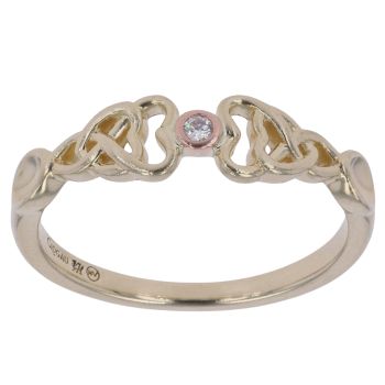 9ct Yellow and Rose Gold 0.05ct Brilliant Cut Diamond Clogau Ring
