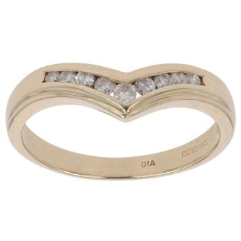 9ct Yellow Gold 0.15ct Diamond Wishbone Ring