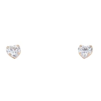 9ct Yellow Gold Cubic Zirconia Heart Stud Earrings