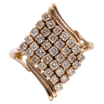 14ct Yellow Gold 1.00ct Brilliant Cut Diamond Fancy Cluster Ring