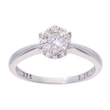 9ct White Gold 0.25ct Diamond Cluster Ring