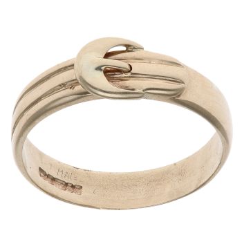 9ct Yellow Gold Patterned Buckle Ring