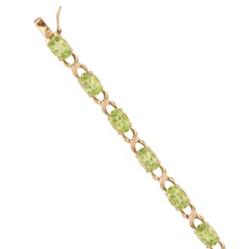 9ct Yellow Gold Peridot Bracelet 7"