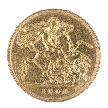 1904 Edward VII Large Head UK Half Sovereign Coin