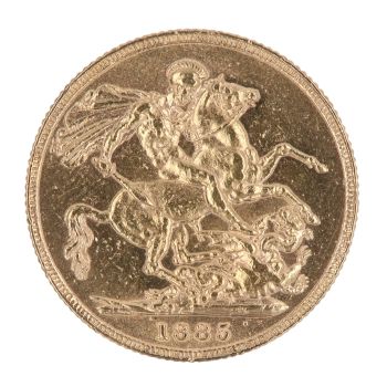 1885 Victoria Young Head UK Full Sovereign Coin