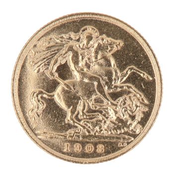 1908 Edward VII Large Head UK Half Sovereign Coin
