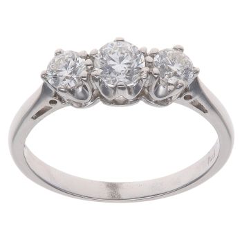 18ct White Gold 0.75ct Brilliant Cut Diamond Trilogy Ring