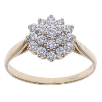 9ct Yellow Gold Cubic Zirconia Cluster Ring