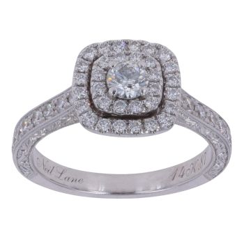 14ct White Gold 0.87ct Brilliant Cut Diamond Cluster Ring