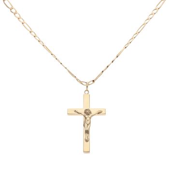 9ct Yellow Gold Crucifix Pendant and Chain 20"