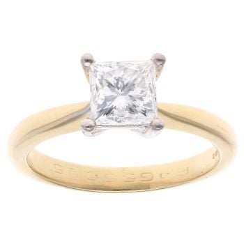 18ct Yellow Gold 1.00ct Princess Cut Diamond Solitaire Ring