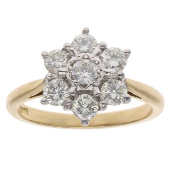 18ct Yellow Gold 0.90ct Brilliant Cut Diamond Cluster Ring