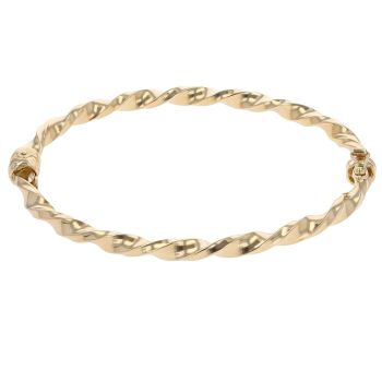 18ct Yellow Gold Twist Hinged Bangle