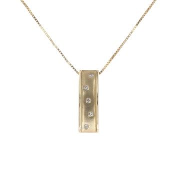 9ct Yellow Gold 0.05ct Diamond Pendant And Chain 18"