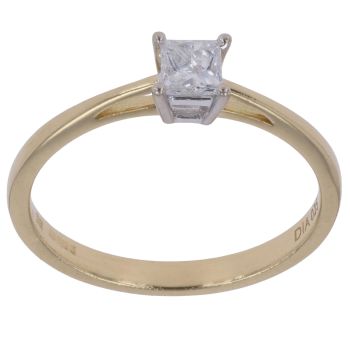 18ct Yellow Gold 0.25ct Princess Cut Diamond Solitaire Ring