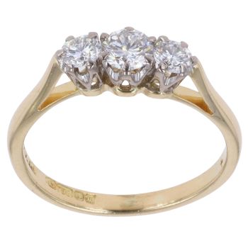 18ct Yellow Gold 0.50ct Brilliant Cut Diamond Trilogy Ring