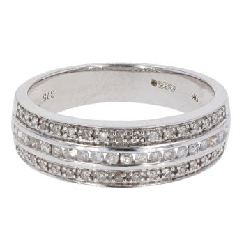 9ct White Gold 0.34cts Diamond 3 Row Ring by Anya Belle