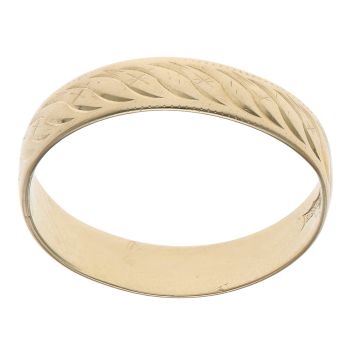 18ct Yellow Gold Patterned Wedding Band 4mm