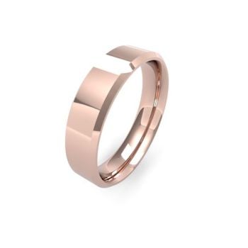 18ct Rose Gold 5mm Soft Chamfered Edge Wedding Band