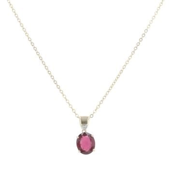9ct Yellow Gold 0.01ct Diamond and Garnet Pendant and Chain 18"